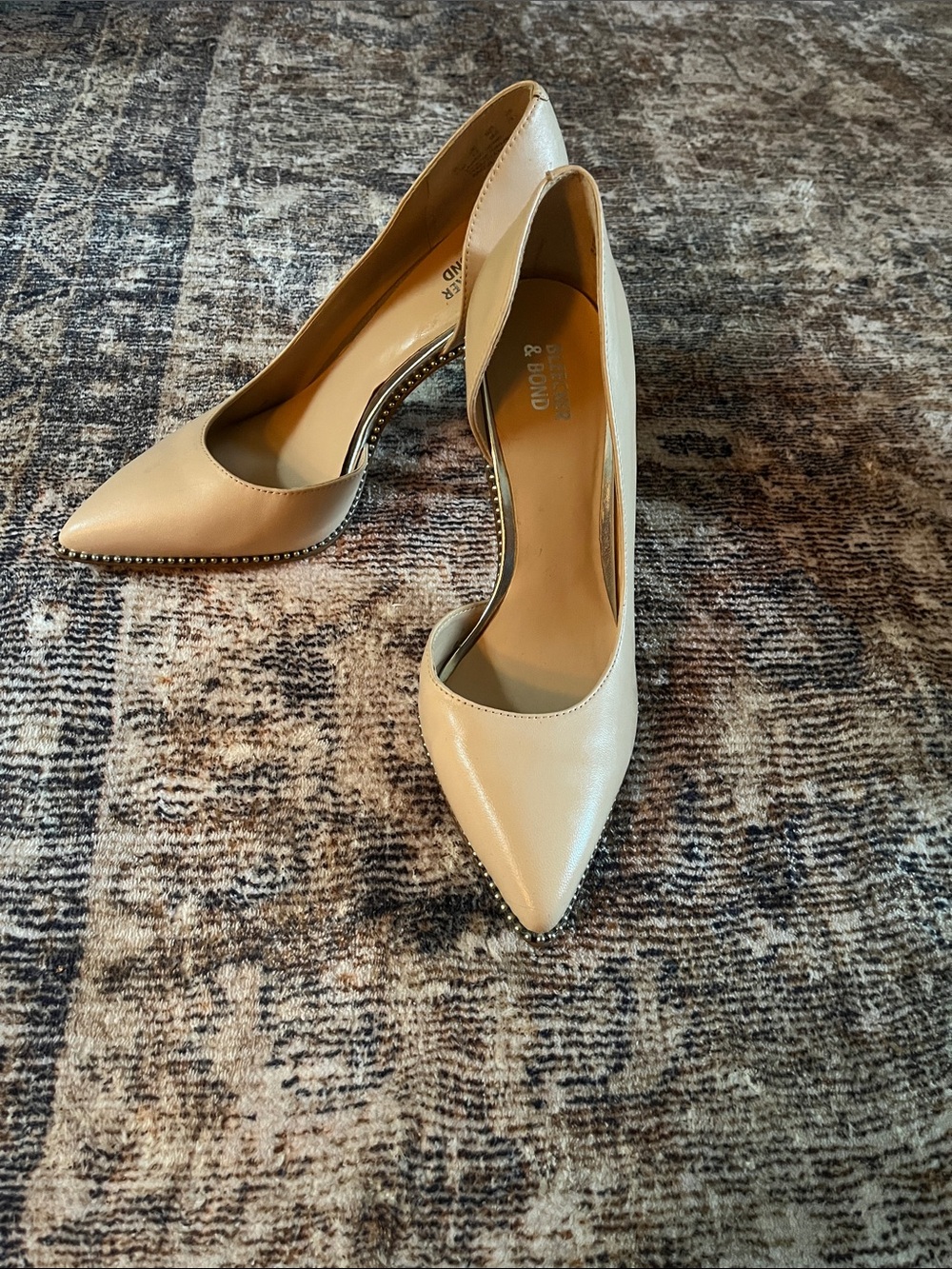 Bandolino Nude Pointed Toe Pumps with Studded Trim